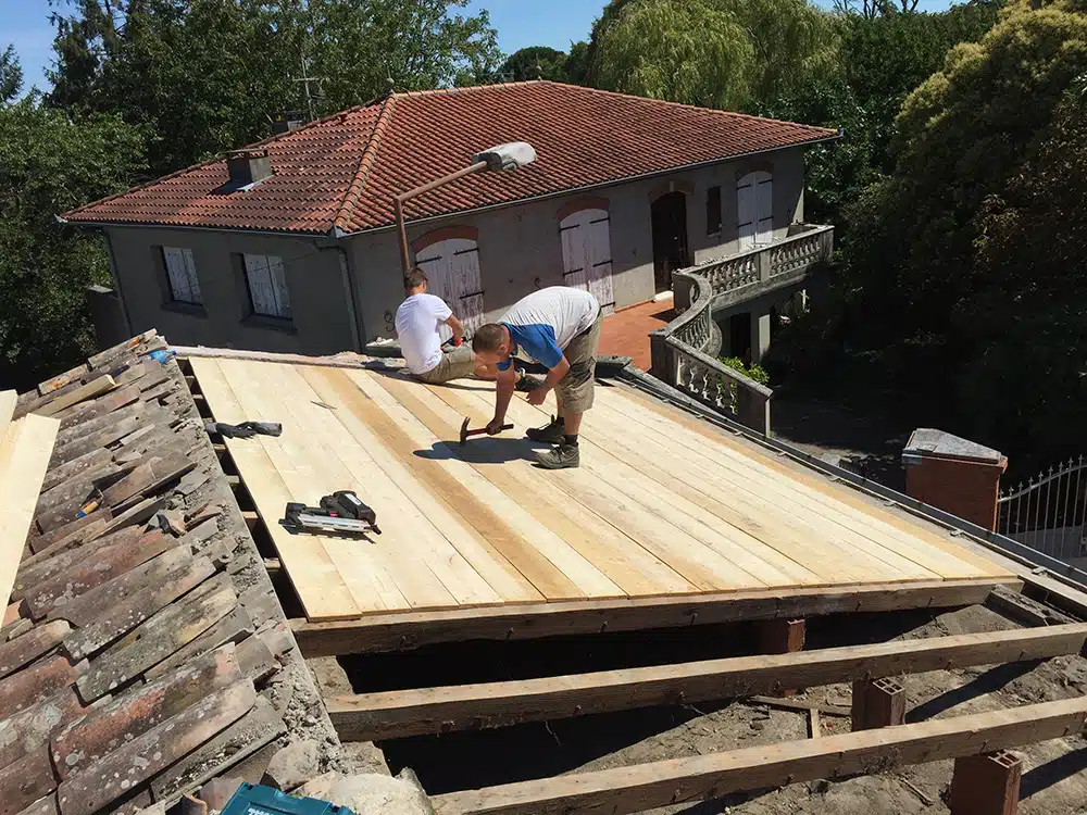 atout couverture réalisation toulouse côte pavée charpente volige 7